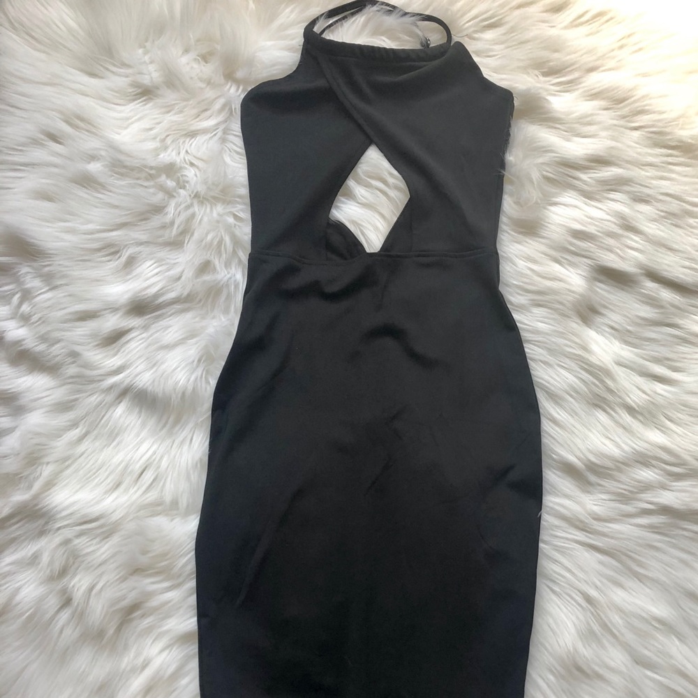 Floor length black bodycon dress NWOT